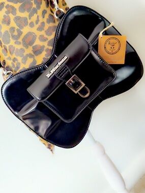 Dr. Martens Black Patent Shoulder Bag with Silver Hardware